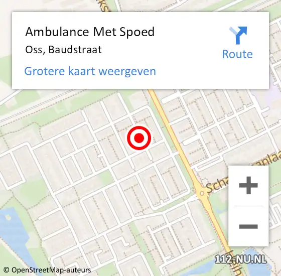 Locatie op kaart van de 112 melding: Ambulance Met Spoed Naar Oss, Baudstraat op 1 april 2019 03:50