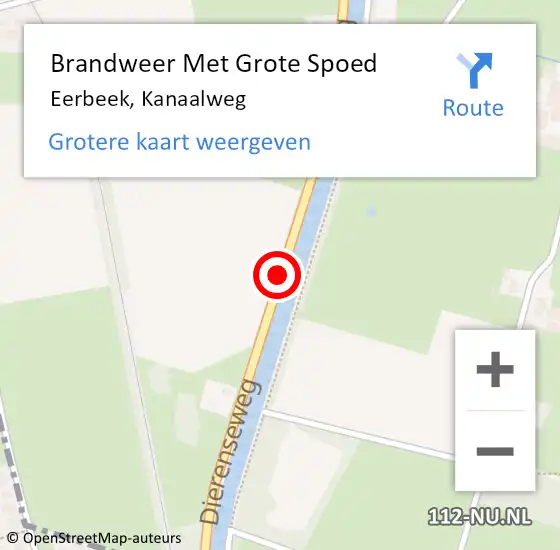 Locatie op kaart van de 112 melding: Brandweer Met Grote Spoed Naar Eerbeek, Kanaalweg op 1 april 2019 05:04