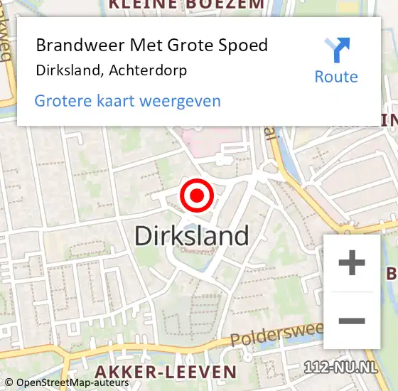 Locatie op kaart van de 112 melding: Brandweer Met Grote Spoed Naar Dirksland, Achterdorp op 1 april 2019 06:39