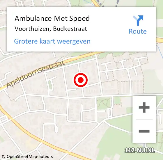 Locatie op kaart van de 112 melding: Ambulance Met Spoed Naar Voorthuizen, Budkestraat op 1 april 2019 07:55