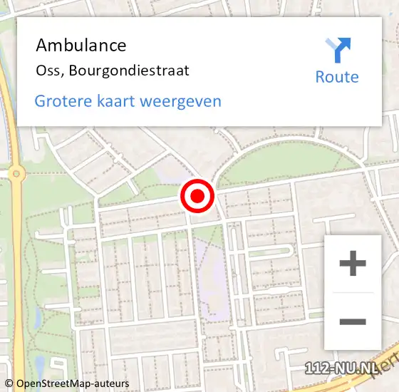 Locatie op kaart van de 112 melding: Ambulance Oss, Bourgondiestraat op 1 april 2019 11:56