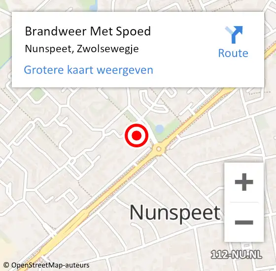 Locatie op kaart van de 112 melding: Brandweer Met Spoed Naar Nunspeet, Zwolsewegje op 1 april 2019 12:06