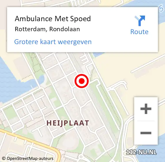 Locatie op kaart van de 112 melding: Ambulance Met Spoed Naar Rotterdam, Rondolaan op 1 april 2019 12:33