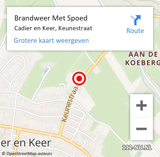 Locatie op kaart van de 112 melding: Brandweer Met Spoed Naar Cadier en Keer, Keunestraat op 1 april 2019 12:43