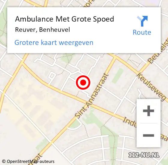 Locatie op kaart van de 112 melding: Ambulance Met Grote Spoed Naar Reuver, Benheuvel op 28 maart 2014 03:30