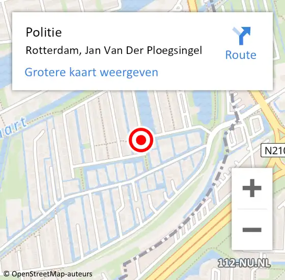 Locatie op kaart van de 112 melding: Politie Rotterdam, Jan Van Der Ploegsingel op 1 april 2019 13:04