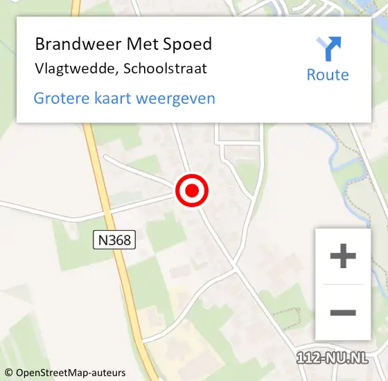 Locatie op kaart van de 112 melding: Brandweer Met Spoed Naar Vlagtwedde, Schoolstraat op 1 april 2019 13:29