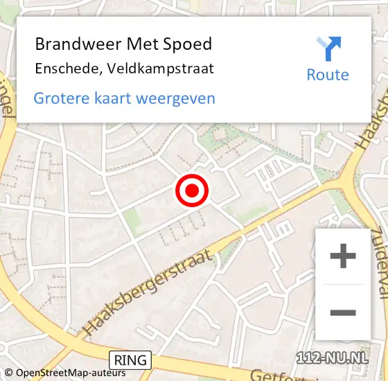 Locatie op kaart van de 112 melding: Brandweer Met Spoed Naar Enschede, Veldkampstraat op 1 april 2019 13:34