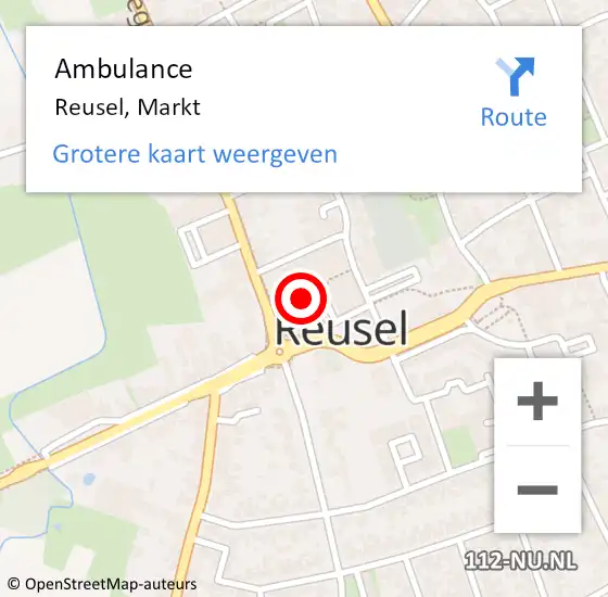 Locatie op kaart van de 112 melding: Ambulance Reusel, Markt op 1 april 2019 14:53