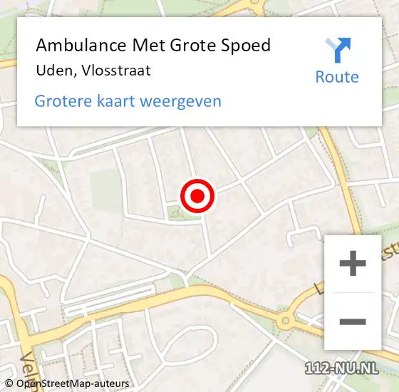 Locatie op kaart van de 112 melding: Ambulance Met Grote Spoed Naar Uden, Vlosstraat op 1 april 2019 15:01