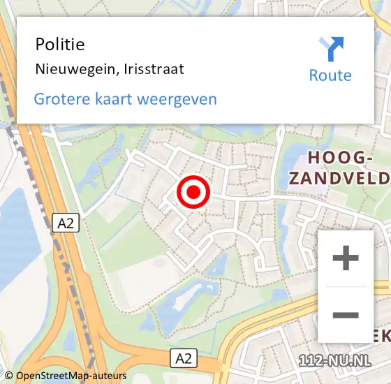 Locatie op kaart van de 112 melding: Politie Nieuwegein, Irisstraat op 1 april 2019 16:42