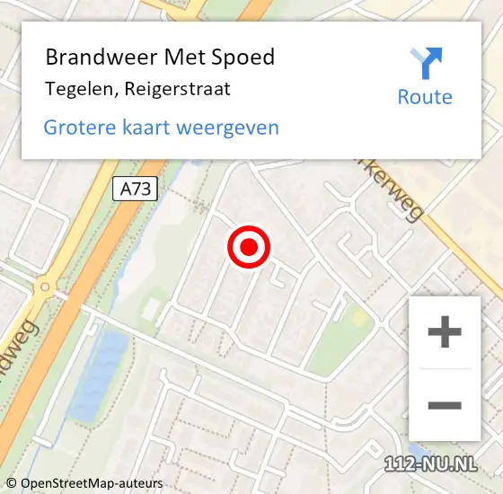 Locatie op kaart van de 112 melding: Brandweer Met Spoed Naar Tegelen, Reigerstraat op 1 april 2019 17:32