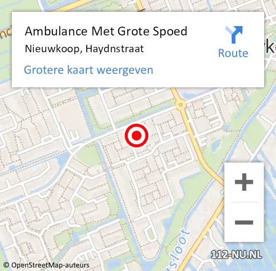 Locatie op kaart van de 112 melding: Ambulance Met Grote Spoed Naar Nieuwkoop, Haydnstraat op 28 maart 2014 06:02