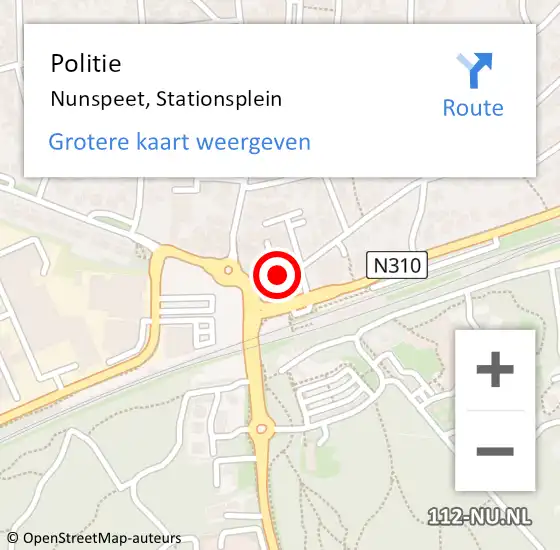 Locatie op kaart van de 112 melding: Politie Nunspeet, Stationsplein op 1 april 2019 18:40