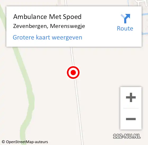 Locatie op kaart van de 112 melding: Ambulance Met Spoed Naar Zevenbergen, Merenswegje op 1 april 2019 19:23