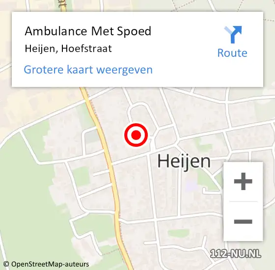 Locatie op kaart van de 112 melding: Ambulance Met Spoed Naar Heijen, Hoefstraat op 1 april 2019 19:26