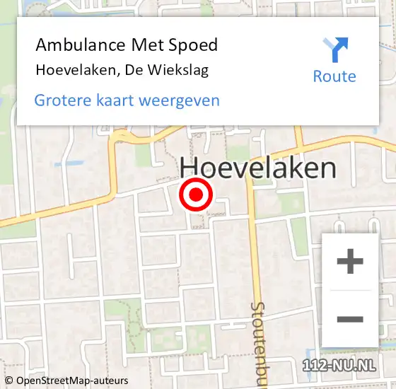 Locatie op kaart van de 112 melding: Ambulance Met Spoed Naar Hoevelaken, De Wiekslag op 1 april 2019 19:39