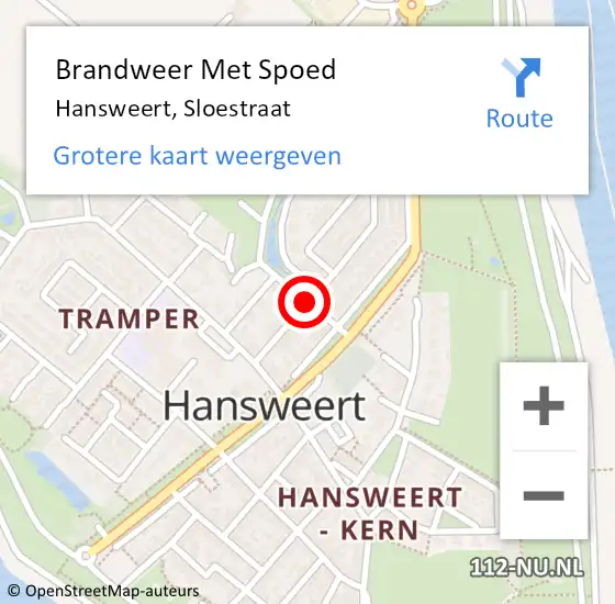 Locatie op kaart van de 112 melding: Brandweer Met Spoed Naar Hansweert, Sloestraat op 1 april 2019 20:44