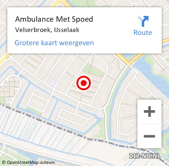 Locatie op kaart van de 112 melding: Ambulance Met Spoed Naar Velserbroek, IJsselaak op 1 april 2019 20:58