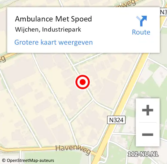 Locatie op kaart van de 112 melding: Ambulance Met Spoed Naar Wijchen, Industriepark op 1 april 2019 21:54