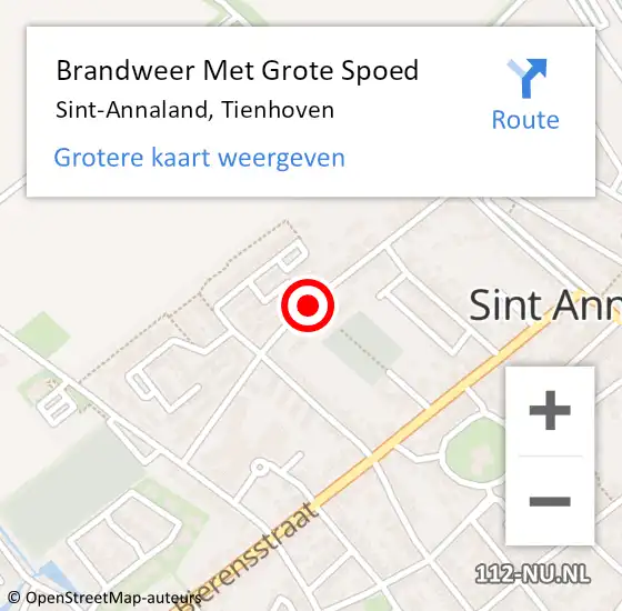 Locatie op kaart van de 112 melding: Brandweer Met Grote Spoed Naar Sint-Annaland, Tienhoven op 1 april 2019 22:30