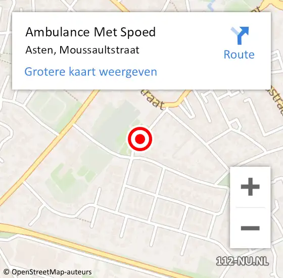 Locatie op kaart van de 112 melding: Ambulance Met Spoed Naar Asten, Moussaultstraat op 2 april 2019 00:14