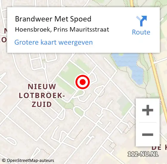 Locatie op kaart van de 112 melding: Brandweer Met Spoed Naar Hoensbroek, Prins Mauritsstraat op 2 april 2019 05:24