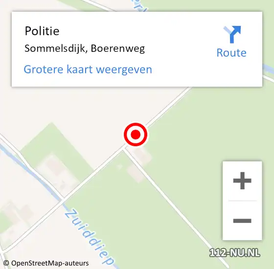 Locatie op kaart van de 112 melding: Politie Sommelsdijk, Boerenweg op 2 april 2019 05:50