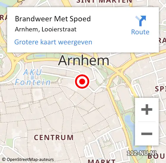 Locatie op kaart van de 112 melding: Brandweer Met Spoed Naar Arnhem, Looierstraat op 2 april 2019 06:49