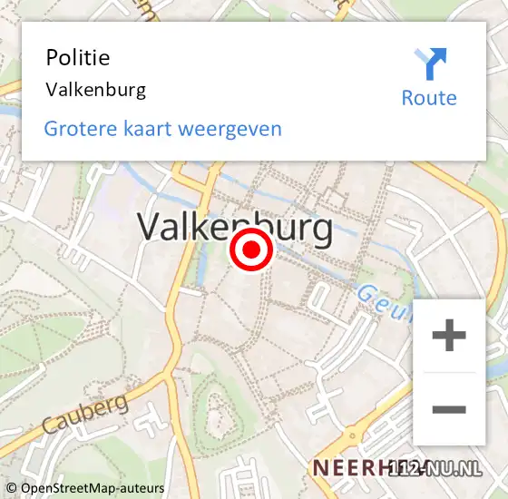 Locatie op kaart van de 112 melding: Politie Valkenburg op 2 april 2019 07:27
