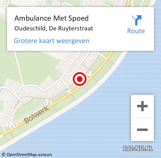 Locatie op kaart van de 112 melding: Ambulance Met Spoed Naar Oudeschild, De Ruyterstraat op 2 april 2019 07:39