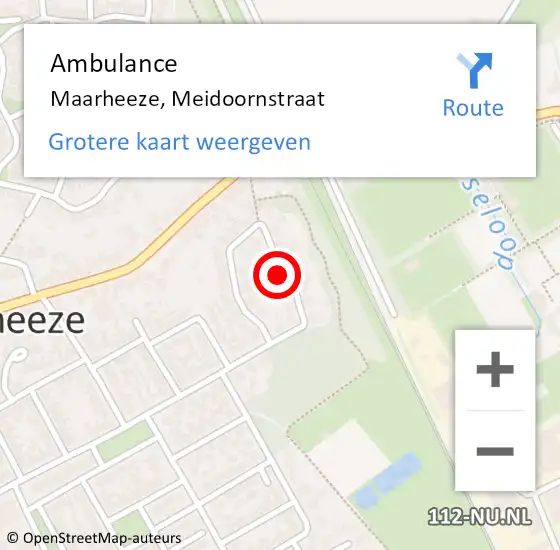 Locatie op kaart van de 112 melding: Ambulance Maarheeze, Meidoornstraat op 2 april 2019 08:11