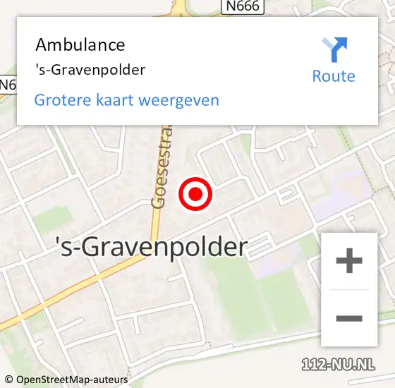 Locatie op kaart van de 112 melding: Ambulance 's-Gravenpolder op 2 april 2019 08:21