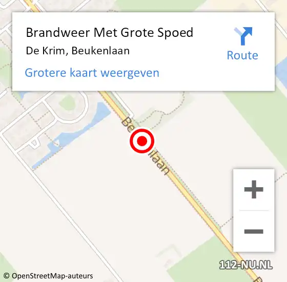 Locatie op kaart van de 112 melding: Brandweer Met Grote Spoed Naar De Krim, Beukenlaan op 28 maart 2014 07:49