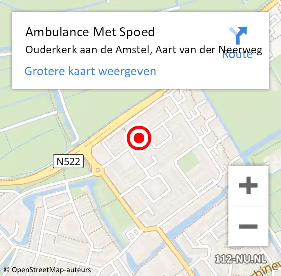 Locatie op kaart van de 112 melding: Ambulance Met Spoed Naar Ouderkerk aan de Amstel, Aart van der Neerweg op 2 april 2019 08:33
