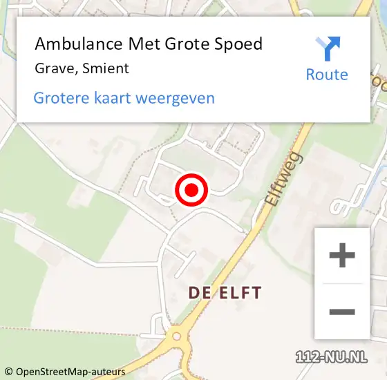 Locatie op kaart van de 112 melding: Ambulance Met Grote Spoed Naar Grave, Smient op 2 april 2019 08:40