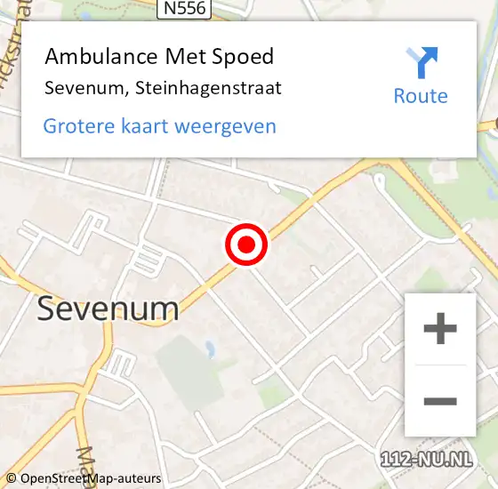 Locatie op kaart van de 112 melding: Ambulance Met Spoed Naar Sevenum, Steinhagenstraat op 28 maart 2014 08:28