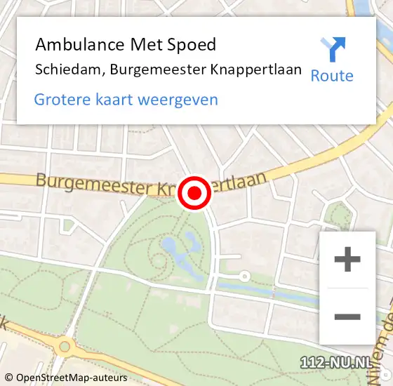 Locatie op kaart van de 112 melding: Ambulance Met Spoed Naar Schiedam, Burgemeester Knappertlaan op 2 april 2019 13:22