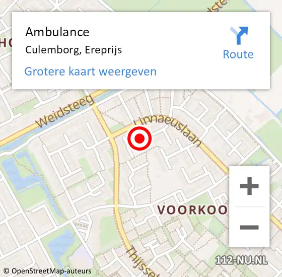 Locatie op kaart van de 112 melding: Ambulance Culemborg, Ereprijs op 2 april 2019 13:32