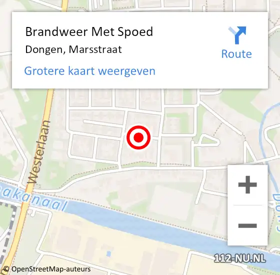 Locatie op kaart van de 112 melding: Brandweer Met Spoed Naar Dongen, Marsstraat op 2 april 2019 13:51