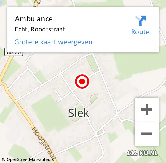 Locatie op kaart van de 112 melding: Ambulance Echt, Roodtstraat op 2 april 2019 13:51