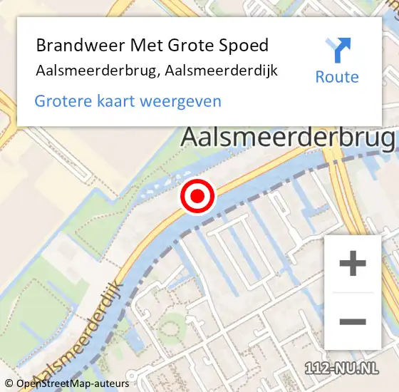 Locatie op kaart van de 112 melding: Brandweer Met Grote Spoed Naar Aalsmeerderbrug, Aalsmeerderdijk op 28 maart 2014 08:39