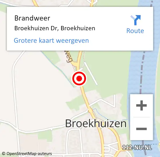 Locatie op kaart van de 112 melding: Brandweer Broekhuizen Dr, Broekhuizen op 28 maart 2014 08:45