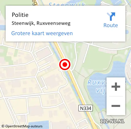 Locatie op kaart van de 112 melding: Politie Steenwijk, Ruxveenseweg op 2 april 2019 16:29