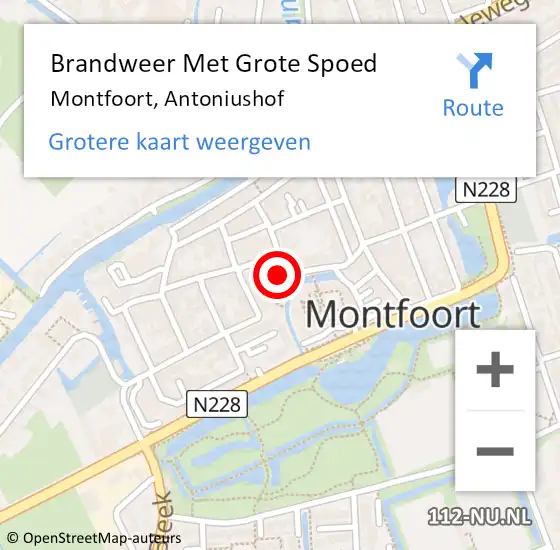 Locatie op kaart van de 112 melding: Brandweer Met Grote Spoed Naar Montfoort, Antoniushof op 2 april 2019 17:01