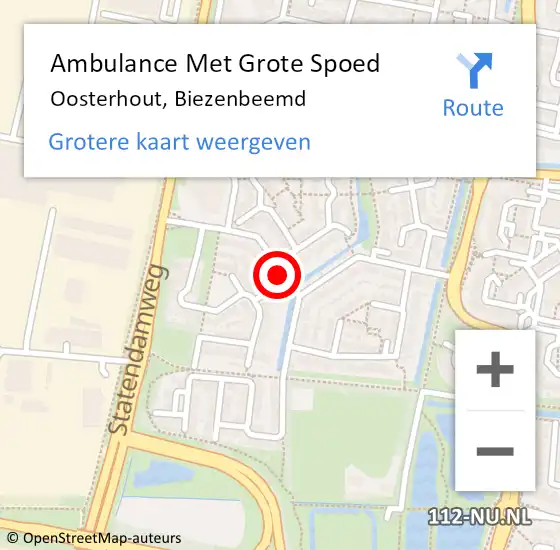 Locatie op kaart van de 112 melding: Ambulance Met Grote Spoed Naar Oosterhout, Biezenbeemd op 2 april 2019 17:59