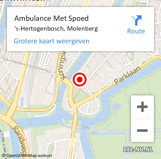 Locatie op kaart van de 112 melding: Ambulance Met Spoed Naar 's-Hertogenbosch, Molenberg op 2 april 2019 19:36