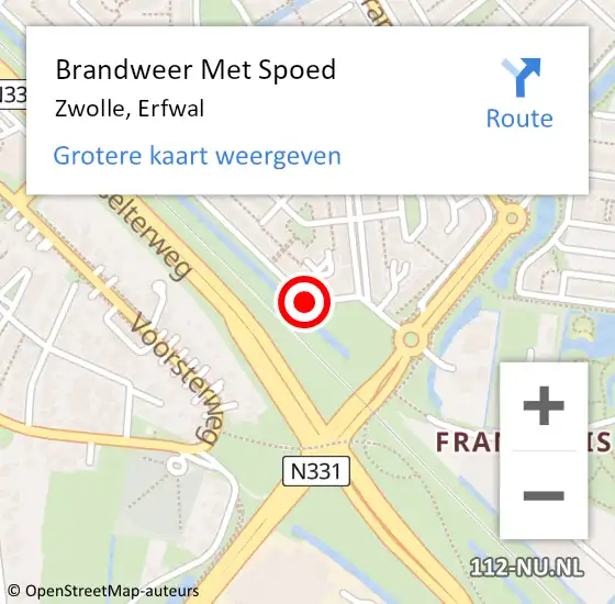 Locatie op kaart van de 112 melding: Brandweer Met Spoed Naar Zwolle, Erfwal op 2 april 2019 19:39