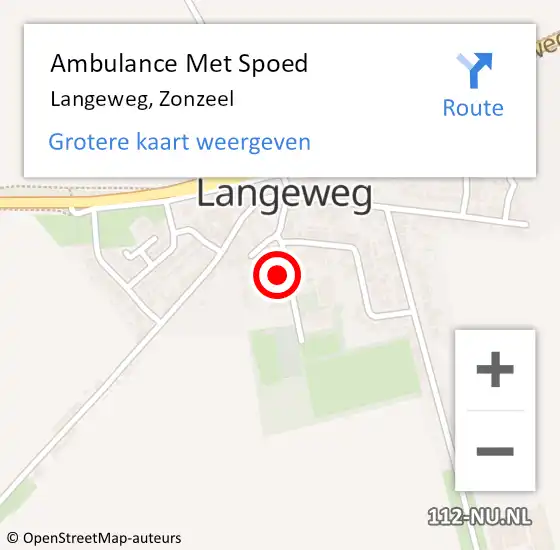 Locatie op kaart van de 112 melding: Ambulance Met Spoed Naar Langeweg, Zonzeel op 2 april 2019 19:45