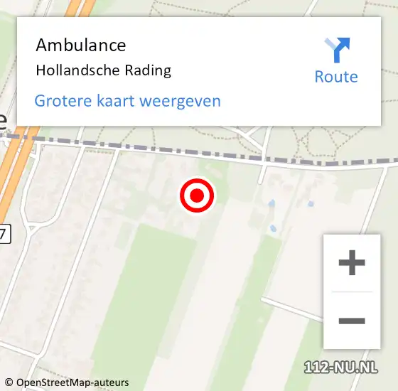 Locatie op kaart van de 112 melding: Ambulance Hollandsche Rading op 2 april 2019 20:48